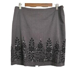 Kelly And Diane Womens Gray Beaded Embellished Career Pencil Skirt Size 12